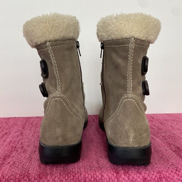 Clarks Bendables Suede Leather Faux Fur Ankle Boots Tan/Taupe Size 9.5 - Picture 4 of 10
